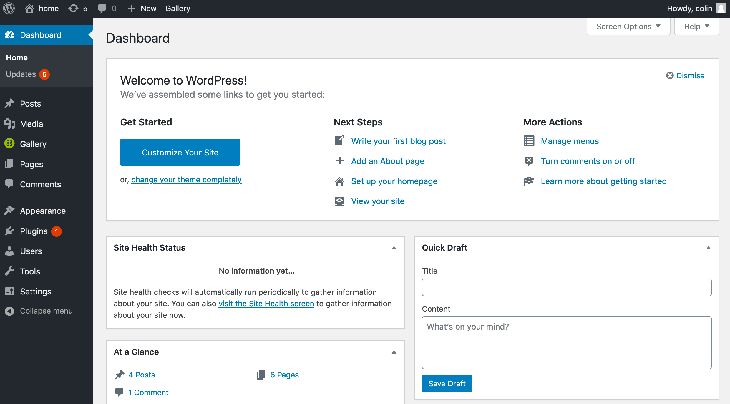 A WordPress Dashboard