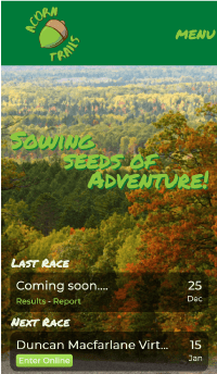 The website on a mobile device Screenshot of the Acorn Trails website on a phone